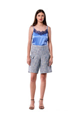 Charmeuse Cami in Blue with Lace