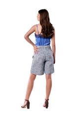 Charmeuse Cami in Blue with Lace