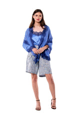 Chiffon Sky Wrap with Lace border