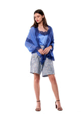Chiffon Sky Wrap with Lace border